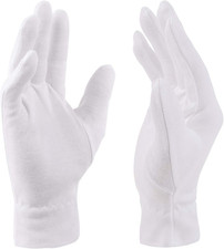 Moisturizing Gloves for Dry Hands Overnight,  3 Pairs 100 Percent White Cotton G