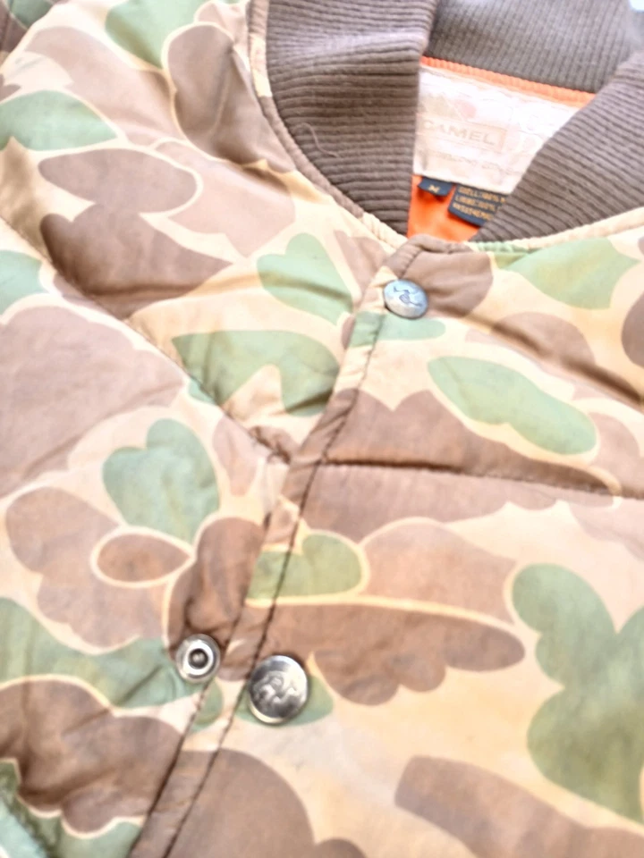 Jaqueta acolchoada masculina camelo verde ganso, vintage, tamanho médio - Imagem 3 de 4