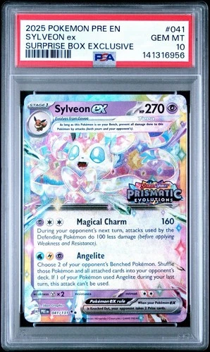 2025 POKEMON PRE EN-PRISMATIC EVOLUTIONS STAMPED #041 SYLVEON EX PSA 10