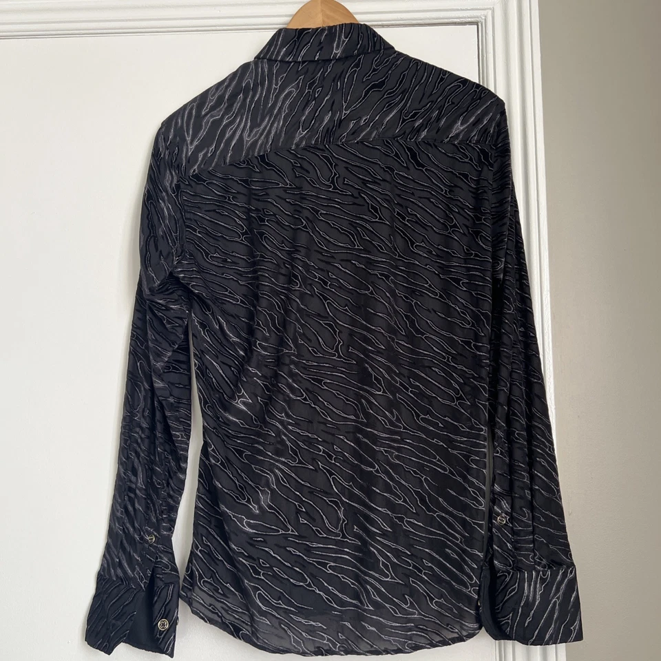 Barabas Sz S Men's Long Sleeve Button Up Black Party Shirt  Burn NWOT - Image 2 of 4