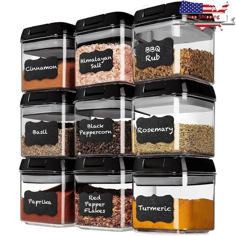 Airtight Food Storage Containers Set Spices Snacks & Pantry Organization New