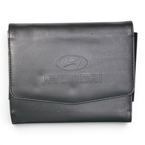Hyundai Owner Manual Case Black Genuine Leather Document Portfolio OEM Paperwork
