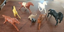 LOT OF 6 Vintage Plastic Horses Cowboy Western Play Some Tim Mee Toys USA