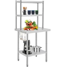 Commercial Kitchen Prep & Work Table Stainless Steel Work Table with 2 Shelves