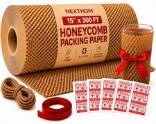 Nexthom Honeycomb Packing Paper, 15 Inch x 300 FT Eco-Friendly Recyclable C...