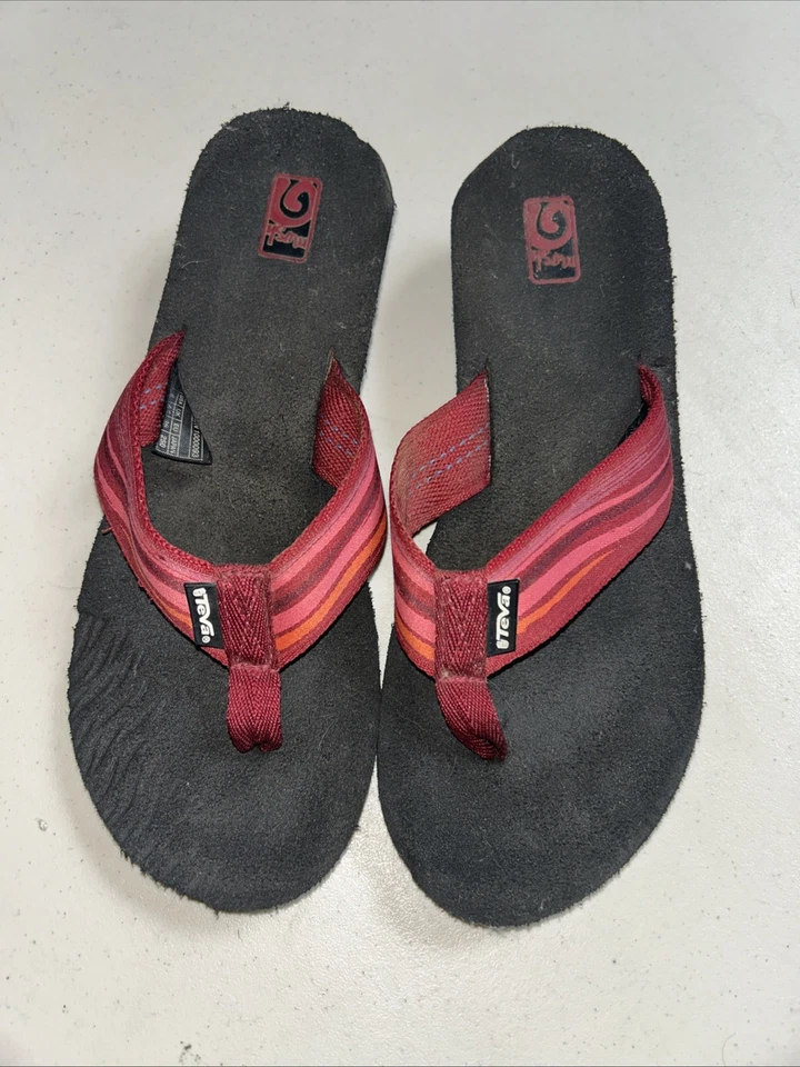Teva Mujer Mush II Chanclas Sandalia con Correa Rayas Rojas Talla US 8 Mujer Foto 3 de 4