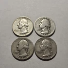 Lot Of 4 Washington Silver Quarters 90%  1942P 1944P 1960D 1963D