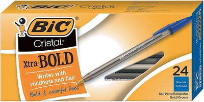 BIC Cristal Xtra Bold Ballpoint Pen, Bold Point (1.6mm), Blue, 24-Count