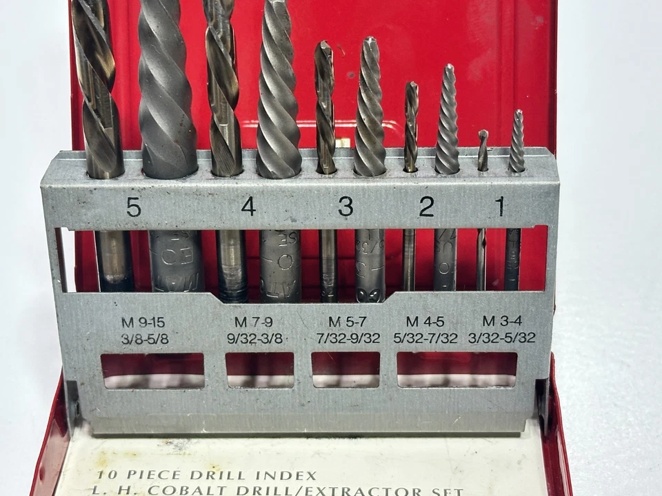 Juego de brocas y extractores de cobalto Matco Tools USA DEK10 LH 10 piezas en estuche rojo Foto 3 de 4