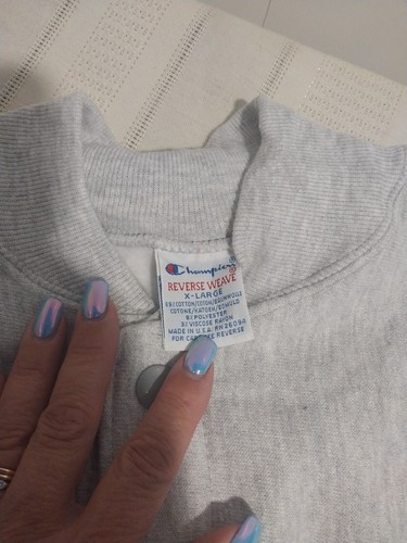 Vintage Champion Reverse Weave Gray Snap Button Sweatshirt Jacket XL USA New!!! - Picture 6 of 13