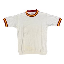 Vintage 70s JCPenney Terry Cloth T Shirt Mens S Stripe Collar Sleeve