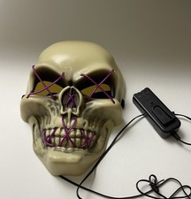 Light Up HALLOWEEN Battery Powered Mask Multi Modes Flashes Skeleton Face