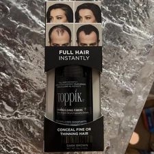 TOPPIK Hair Building Fibers Get Full Hair Instantly (DARK BROWN) New!