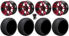 LSI Warlock 12" Golf Wheels Black/Red 215x50 Cruze Tires Yamaha