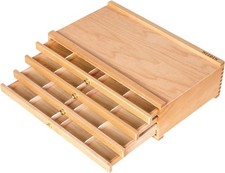 4-Drawer Artist Supply Storage Box - Portable Foldable Multi-Function Beech W...
