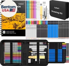 176PCS Art Supplies Sketching Kit with 100 Sheets 3-Color Sketch Book, Graphite 