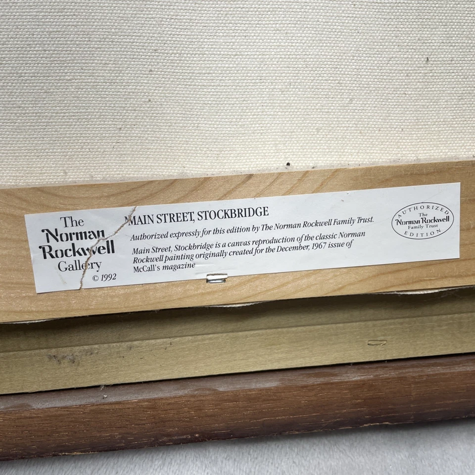 De colección Norman Rockwell Main Street Stockbridge Lienzo 31.5x11 Christmas Village '92 Foto 3 de 4