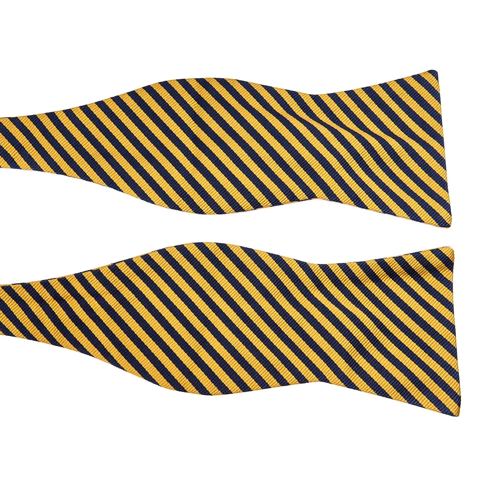 Tommy Hilfiger Pajarita de Seda Azul Marino Amarillo Repp Rayas Ajustable Auto-corbata Foto 4 de 4