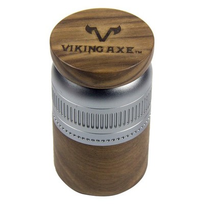 2.5'' 5 Parts Viking Axe Grinder Walnut Aluminum Finish Large Capacity Storage