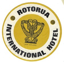 Luggage Label Rotorua International Hotel, New Zealand, No Gum