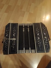 Vintage Anglo-German Konzertina mit Wunderschöner Perlmutt-Einlage Spielbar