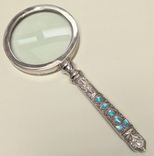 Magnifying Glass Silver-Toned Handheld 8"