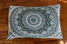 artistic accents Throw pillow Boho Hippie Multicolor Blue Beaded