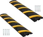 2x 3.3/6Ft Rubber Speed Bump 2 Channel 25000 LBS Load Heavy Duty Speed Hump