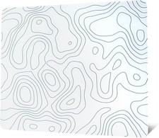 Glass Mousepad for Gaming, White Topographic Hard Gaming Mouse pad, Professional