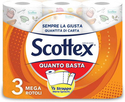 Quanto Basta, Küchenpapier, Mittlere Größe, Fsc-Zertifiziertes Papier, 3 Maxi-Ro