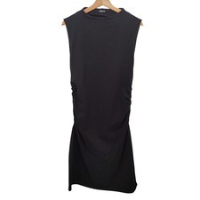 Quince Stretch Cotton Jersey Mock Neck Mini Dress TRUE Black Basic Sleeved L