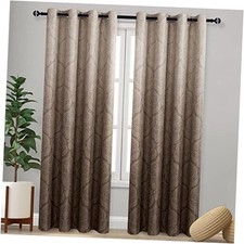 Ombre Blackout Curtains for Bedroom - Damask 52"W x 96"L Pack of 2 Brown