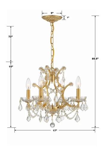 Filmore 17 1/2" Wide Antique Gold Crystal 4-Light Chandelier - Picture 9 of 9