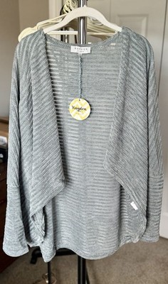 Hayden Women's M/L Gray Open-Knit Lightweight Cardigan Sweater