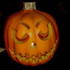 Vintage Halloween Light Up Jack O Lantern Pumpkin Hard Plastic Works Spooky