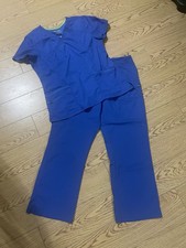 Landau Proflex Scrub 2 pc Set Womens Medium Nurse Medical Blue