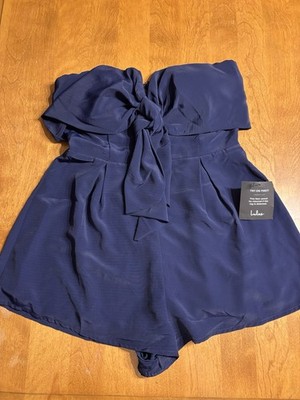 Lulus Navy Inez Tie Front Romper Size Medium