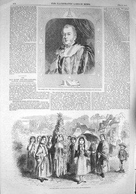 Alter antiker Druck 1857 Earl Zetland Meister Freimaurer May Queen Glatton 19.