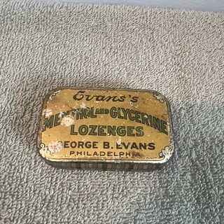 Vintage Evans’s Menthol & Glycerine Lozenges Tin George B Evans Philadelphia