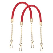 2Pcs 62cm/24.4" PU Leather Braided Purse Strap Red, Light Gold Buckle 