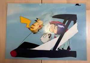 Original Pokemon Colored Cel Pikachu Team Rocket Bye Bye Butter free Damaged
