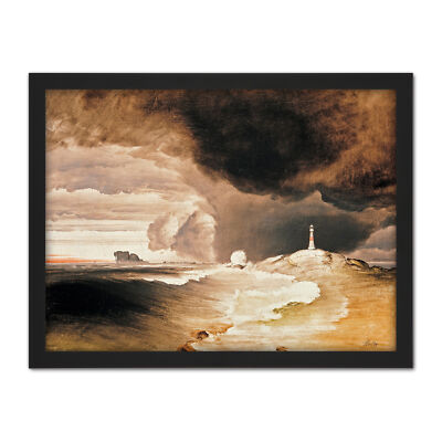 Peder Balke Lighthouse On The Norwegian Coast Large Framed Art Print