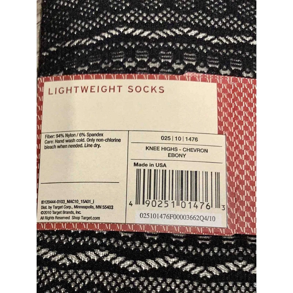 NUEVO Calcetines ligeros hasta la rodilla talla única Merona Collection red de encaje negro Foto 4 de 4