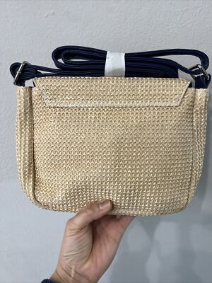 Sanrio Hello Kitty Beige Straw Crossbody Bag Satchel Shoulder Bag