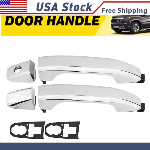 Kit 4 Poignées De Porte Extérieures Chrome Pour Chevrolet Silverado 1500 2014-2017 - Remplacement Direct