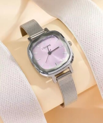 MODISCHE DAMEN UHR PURPLE QUARZ UHR ELEGANTE DAMENUHR METALLARMBAND INDIVIDUELL