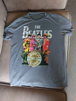 The Beatles T Shirt Sgt. Pepper Logo Lonely Hearts Gray UK Size