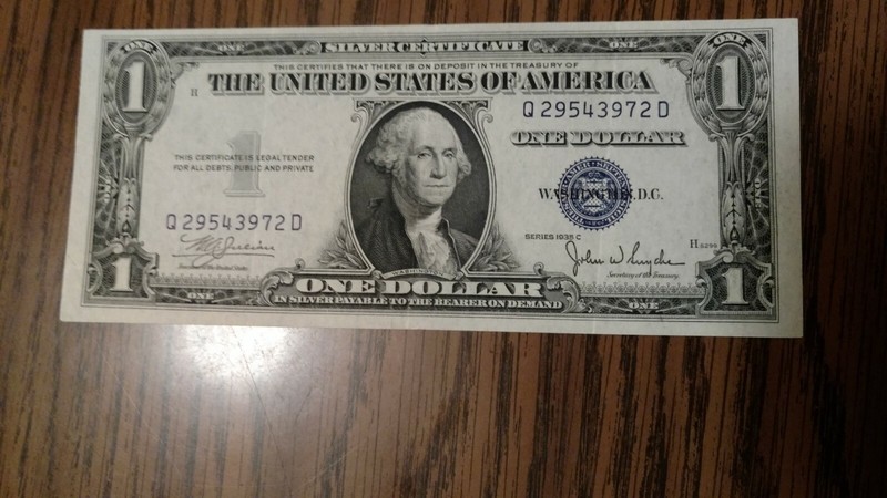 FR-1612 1935C Silver Certificate Circulated it has three fold Marks hard to see.
