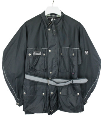 Belstaff Jacket Mens XL Zip Up Band Neck With Belt Pockets Lightweight