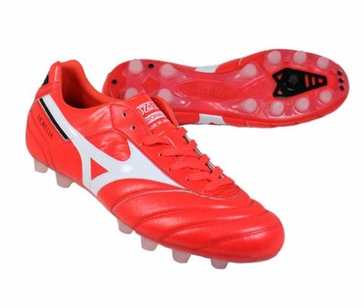 red mizuno boots